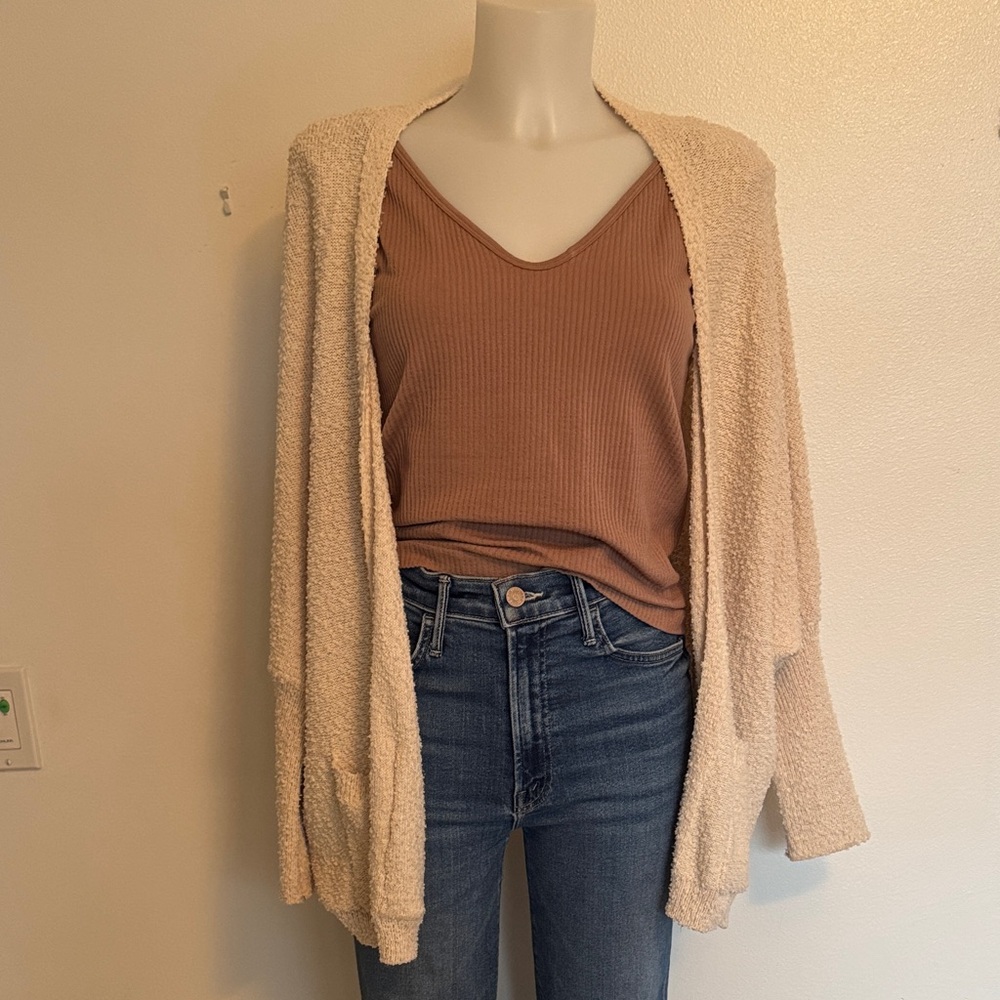 We The Free Cream Open-Front Cardigan